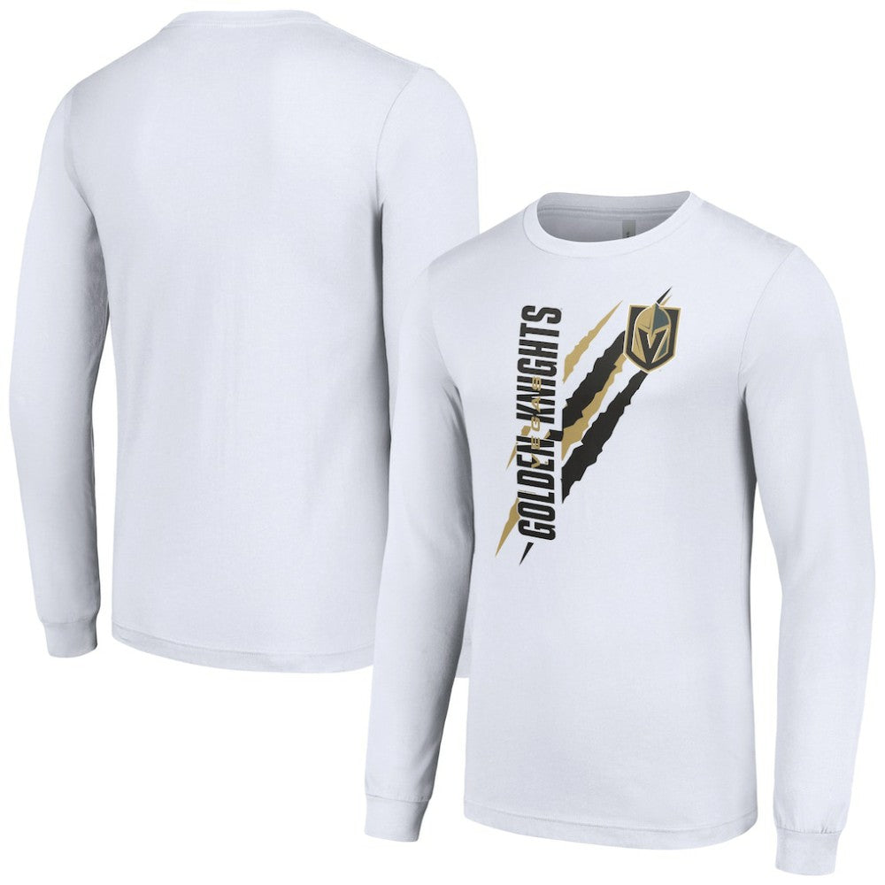 Vegas Golden Knights Starter Color Scratch Long-Sleeve T-Shirt White