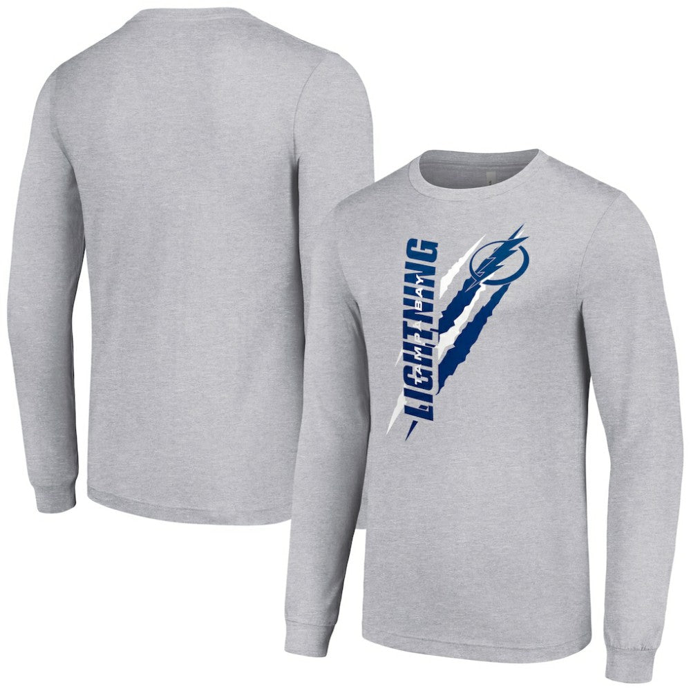 Tampa Bay Lightning Starter Color Scratch Long-Sleeve T-Shirt Heather Gray
