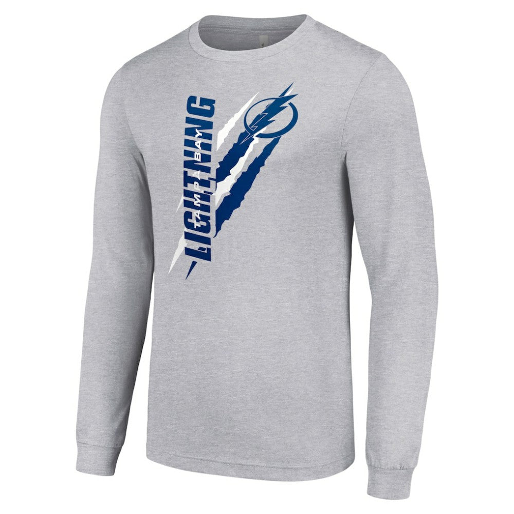Tampa Bay Lightning Starter Color Scratch Long-Sleeve T-Shirt Heather Gray