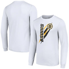 Boston Bruins Starter Color Scratch Long-Sleeve T-Shirt White