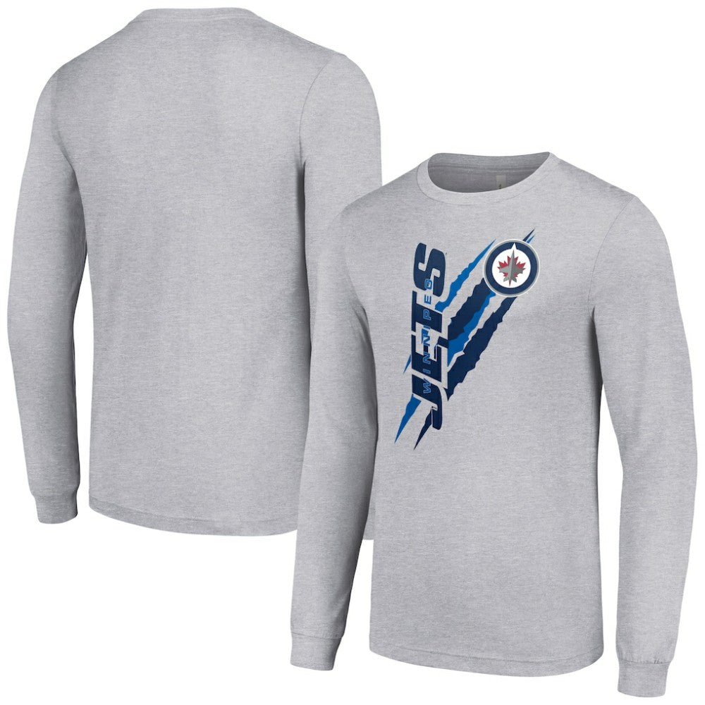 Winnipeg Jets Starter Color Scratch Long-Sleeve T-Shirt Heather Gray