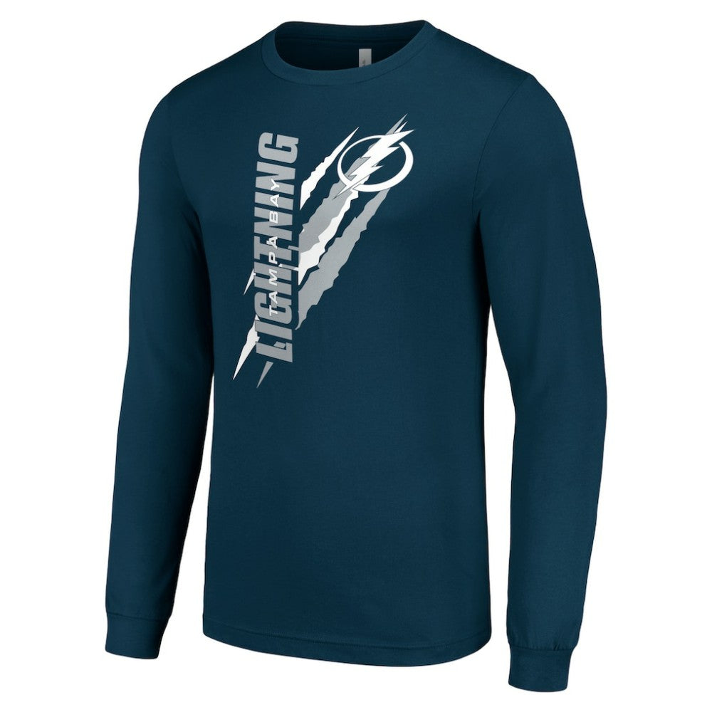 Tampa Bay Lightning Starter Color Scratch Long-Sleeve T-Shirt Navy