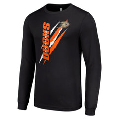 Anaheim Ducks Starter Color Scratch Long-Sleeve T-Shirt Black