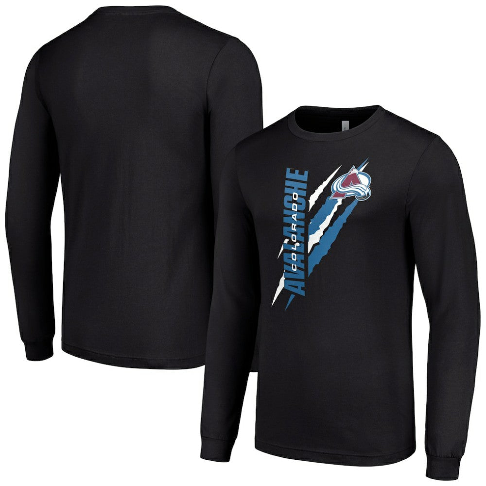 Colorado Avalanche Starter Color Scratch Long-Sleeve T-Shirt Black