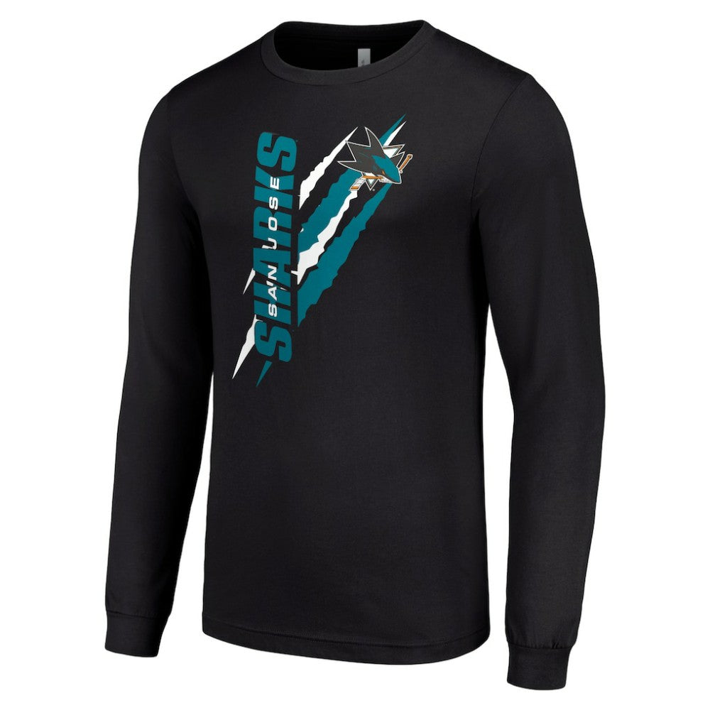 San Jose Sharks Starter Color Scratch Long-Sleeve T-Shirt Black