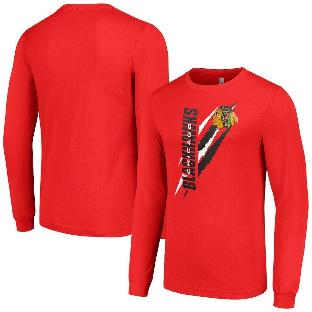 Chicago Blackhawks Starter Color Scratch Long-Sleeve T-Shirt Red