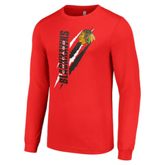 Chicago Blackhawks Starter Color Scratch Long-Sleeve T-Shirt Red