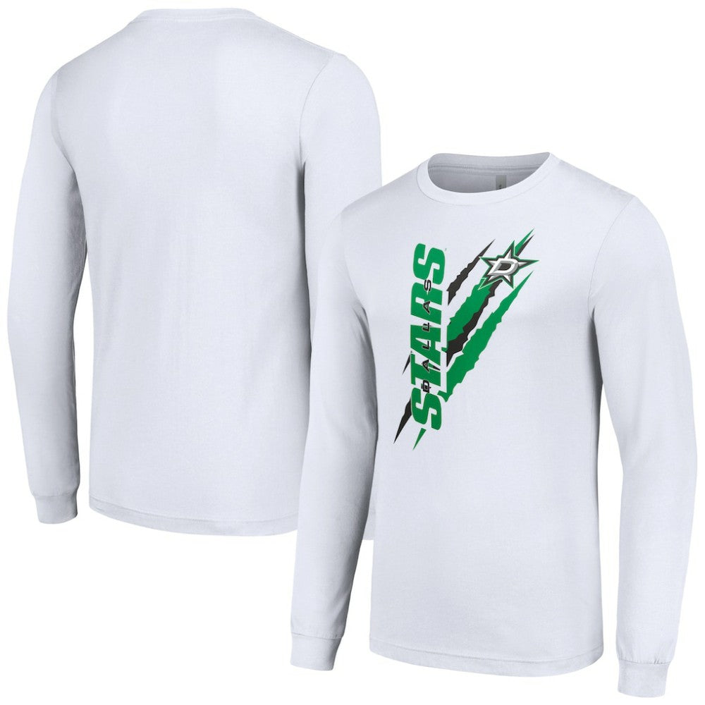 Dallas Stars Starter Color Scratch Long-Sleeve T-Shirt White