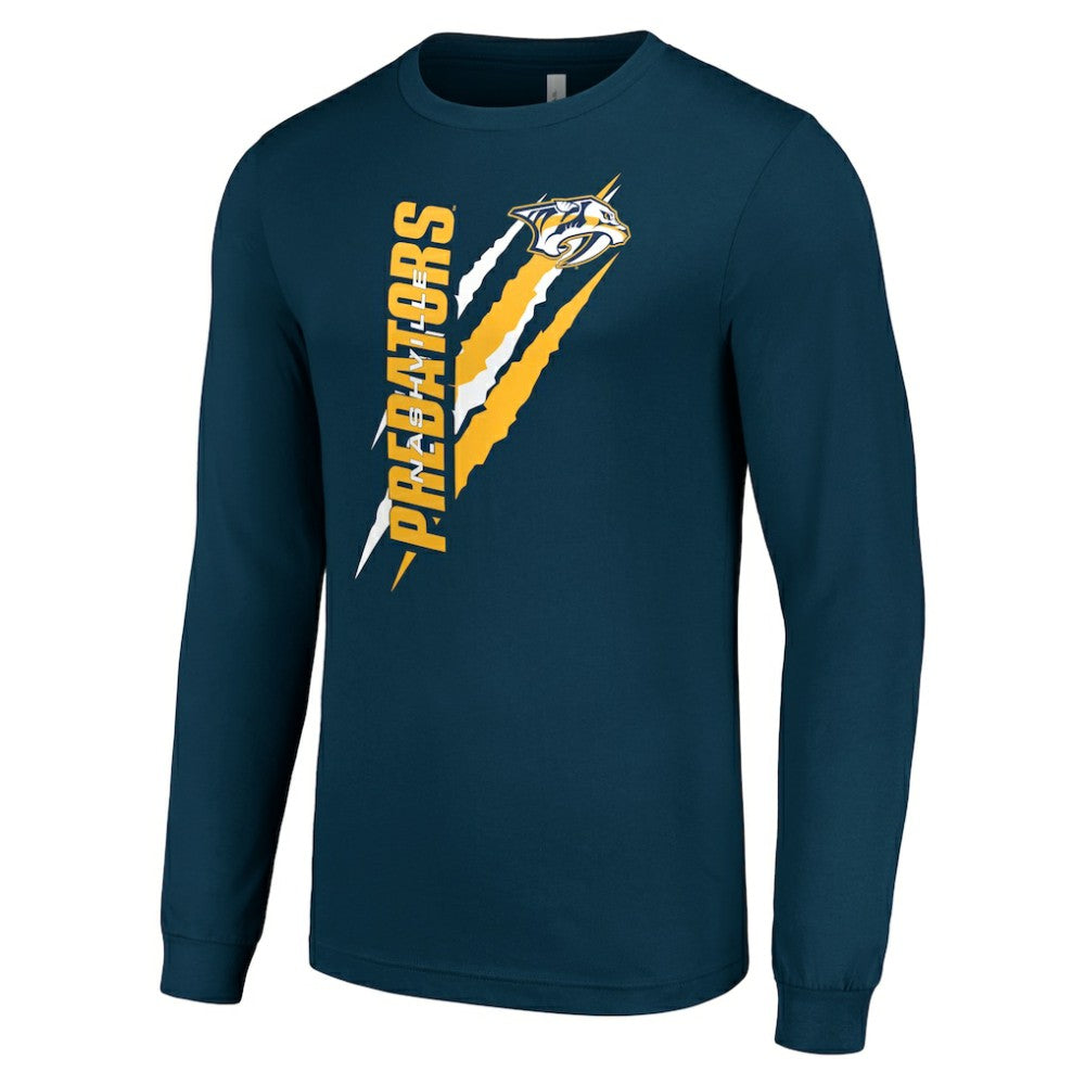Nashville Predators Starter Color Scratch Long-Sleeve T-Shirt Navy