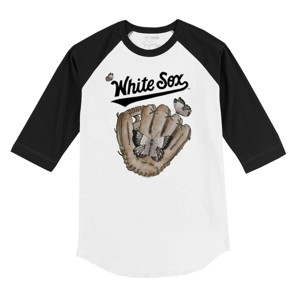 Chicago White Sox Tiny Turnip Youth Butterfly Glove 3/4-Sleeve Raglan T-Shirt - White/Black