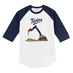 Minnesota Twins Tiny Turnip Youth Excavator 3/4-Sleeve Raglan T-Shirt - White/Navy