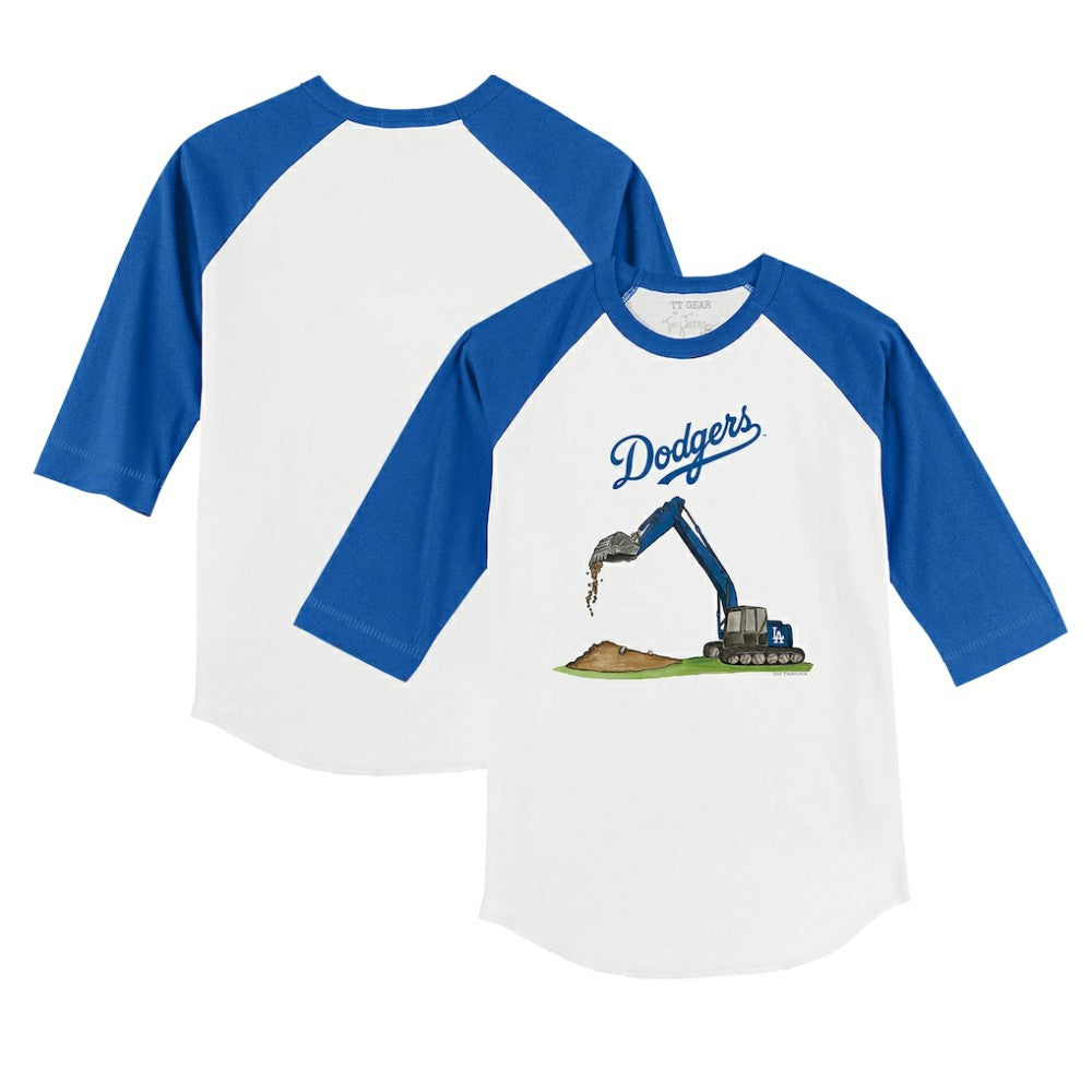 Los Angeles Dodgers Tiny Turnip Youth Excavator 3/4-Sleeve Raglan T-Shirt - White/Royal