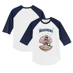 Seattle Mariners Tiny Turnip Youth Mermaid 3/4-Sleeve Raglan T-Shirt - White/Navy
