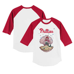 Philadelphia Phillies Tiny Turnip Youth Mermaid 3/4-Sleeve Raglan T-Shirt - White/Red