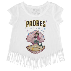 San Diego Padres Tiny Turnip Girls Youth Mermaid Fringe T-Shirt - White
