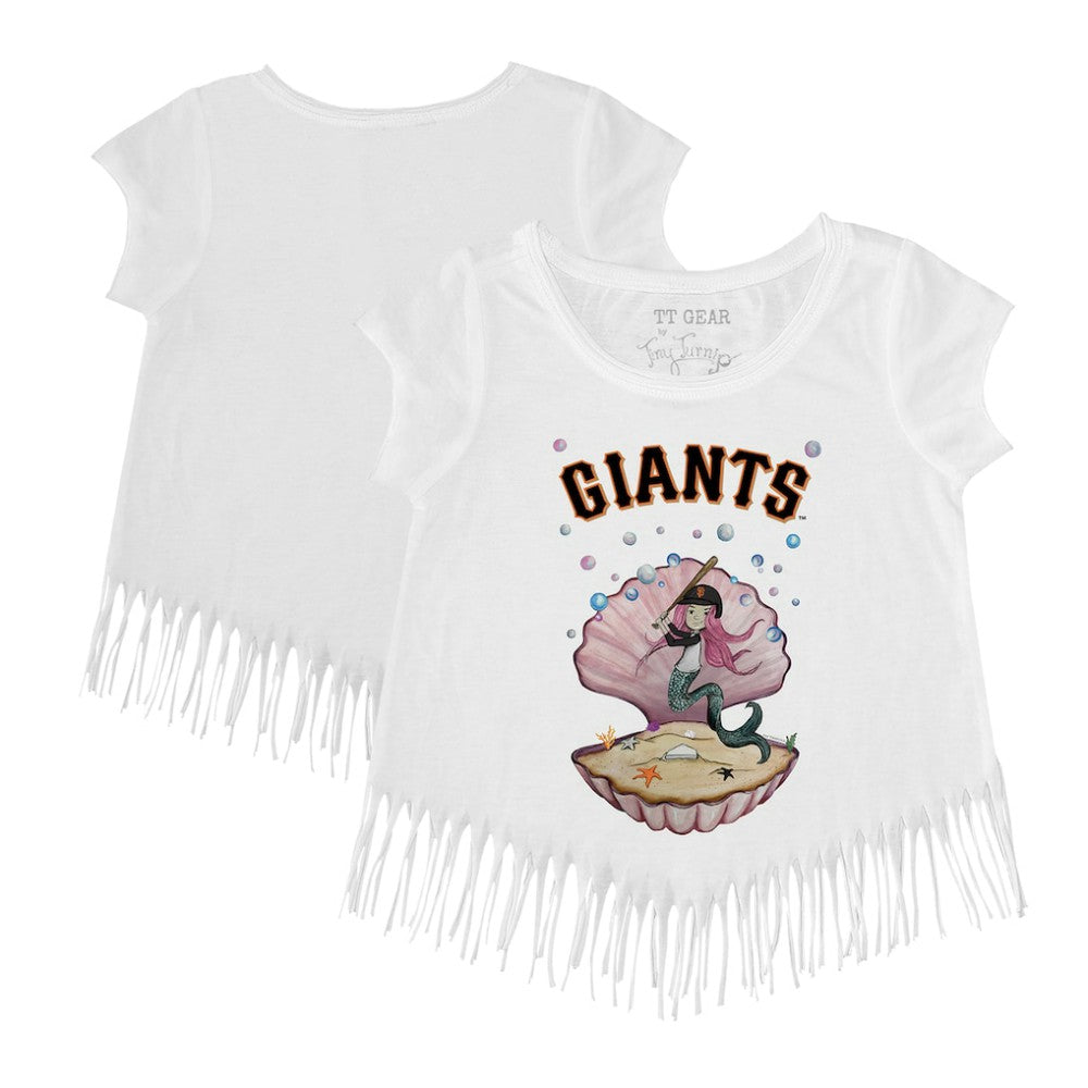 San Francisco Giants Tiny Turnip Girls Youth Mermaid Fringe T-Shirt - White