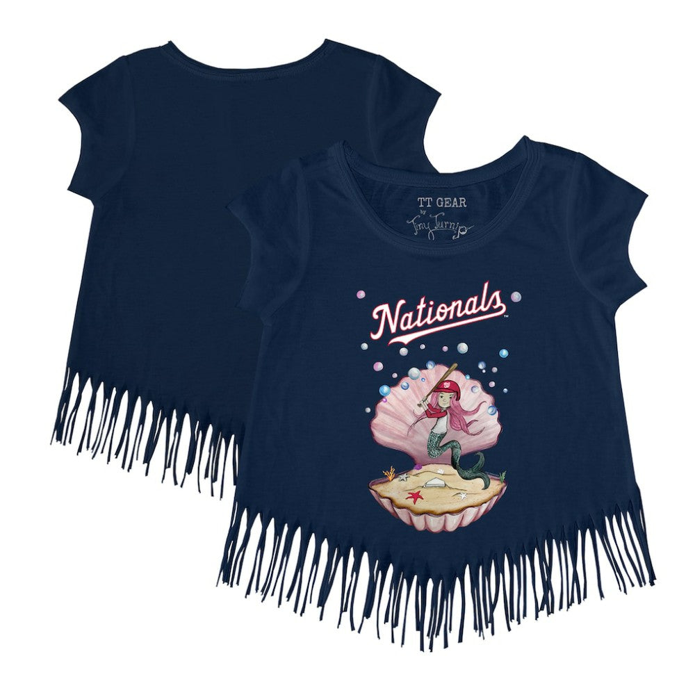 Washington Nationals Tiny Turnip Girls Youth Mermaid Fringe T-Shirt - Navy