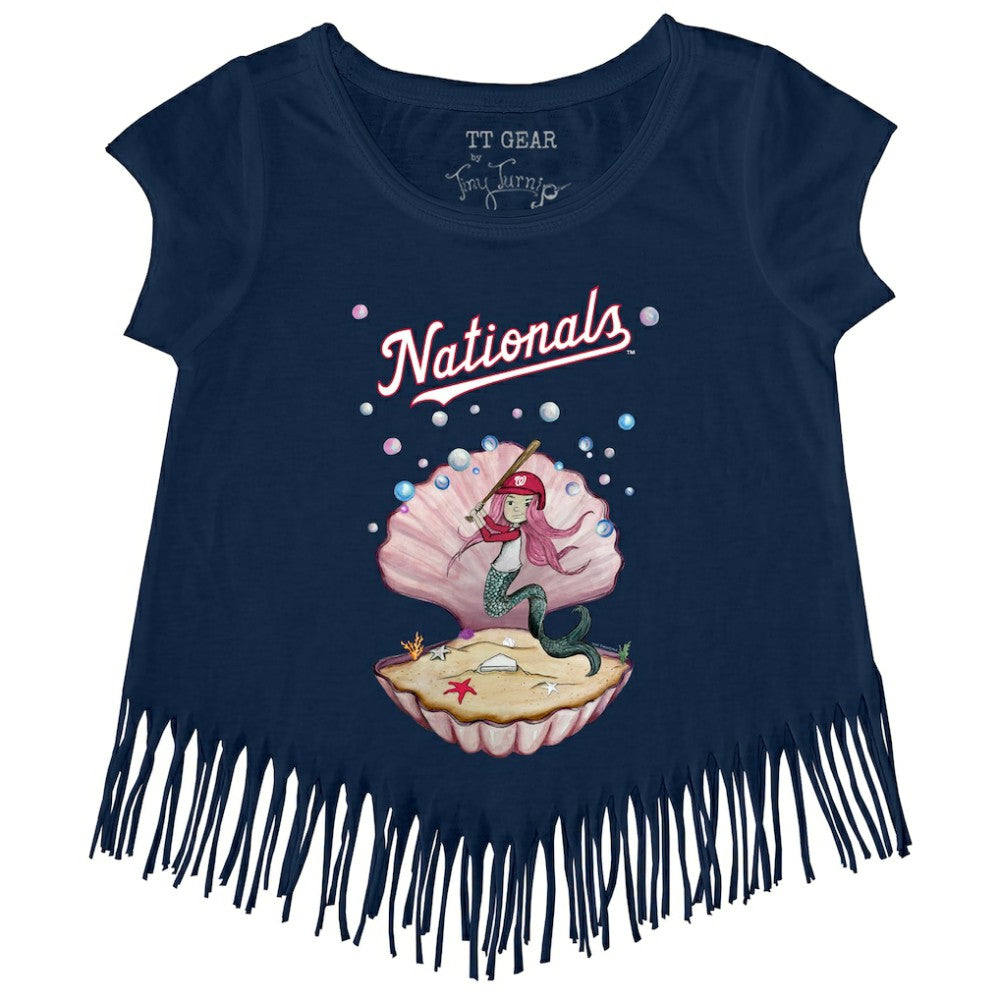 Washington Nationals Tiny Turnip Girls Youth Mermaid Fringe T-Shirt - Navy