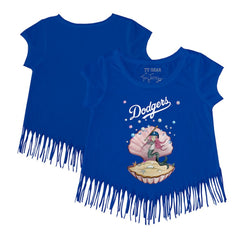 Los Angeles Dodgers Tiny Turnip Girls Youth Mermaid Fringe T-Shirt - Royal