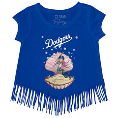 Los Angeles Dodgers Tiny Turnip Girls Youth Mermaid Fringe T-Shirt - Royal