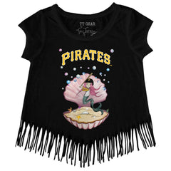Pittsburgh Pirates Tiny Turnip Girls Youth Mermaid Fringe T-Shirt - Black