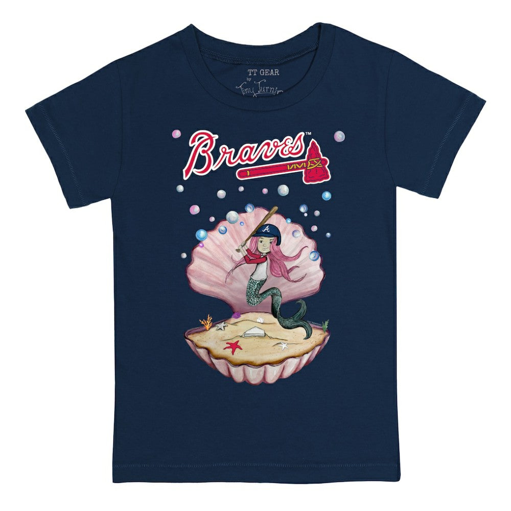 Atlanta Braves Tiny Turnip Youth Mermaid T-Shirt - Navy