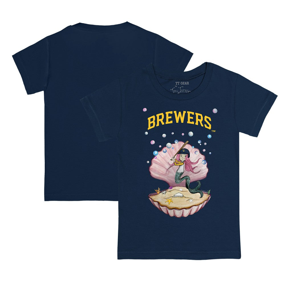 Milwaukee Brewers Tiny Turnip Youth Mermaid T-Shirt - Navy