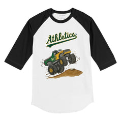 Athletics Tiny Turnip Youth Monster Truck 3/4-Sleeve Raglan T-Shirt - White/Black