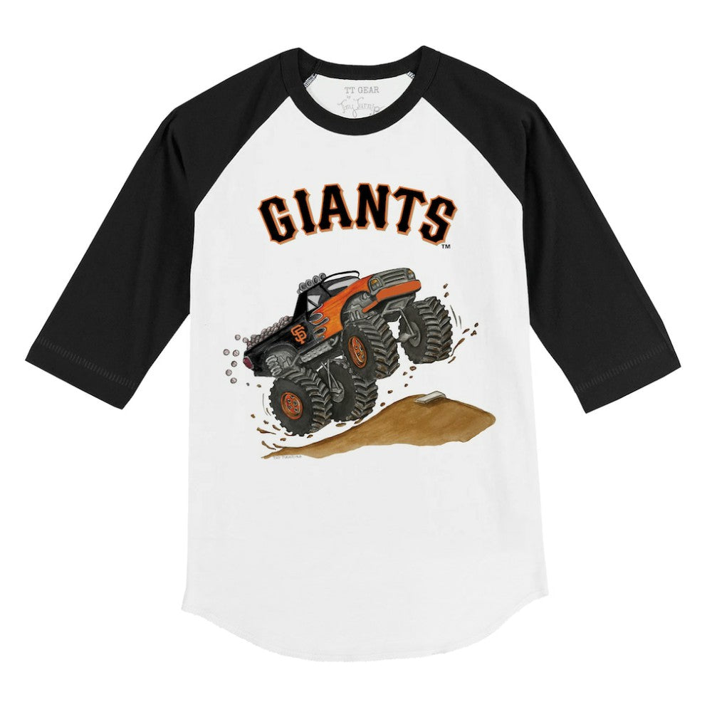 San Francisco Giants Tiny Turnip Youth Monster Truck 3/4-Sleeve Raglan T-Shirt - White/Black