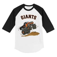 San Francisco Giants Tiny Turnip Youth Monster Truck 3/4-Sleeve Raglan T-Shirt - White/Black