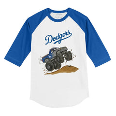 Los Angeles Dodgers Tiny Turnip Youth Monster Truck 3/4-Sleeve Raglan T-Shirt - White/Royal