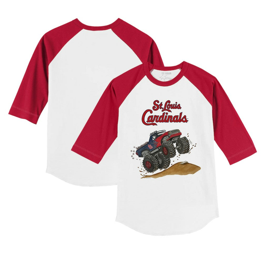 St. Louis Cardinals Tiny Turnip Youth Monster Truck 3/4-Sleeve Raglan T-Shirt - White/Red