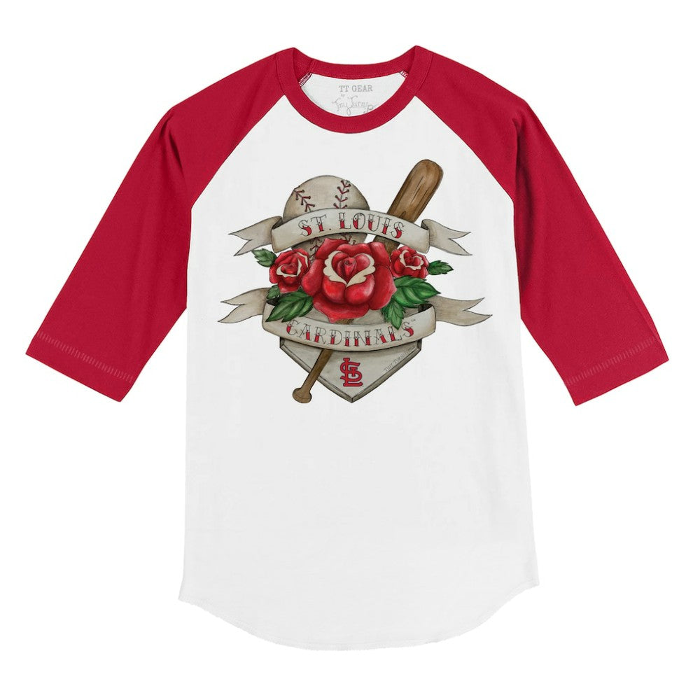 St. Louis Cardinals Tiny Turnip Youth Tattoo Rose 3/4-Sleeve Raglan T-Shirt - White/Red