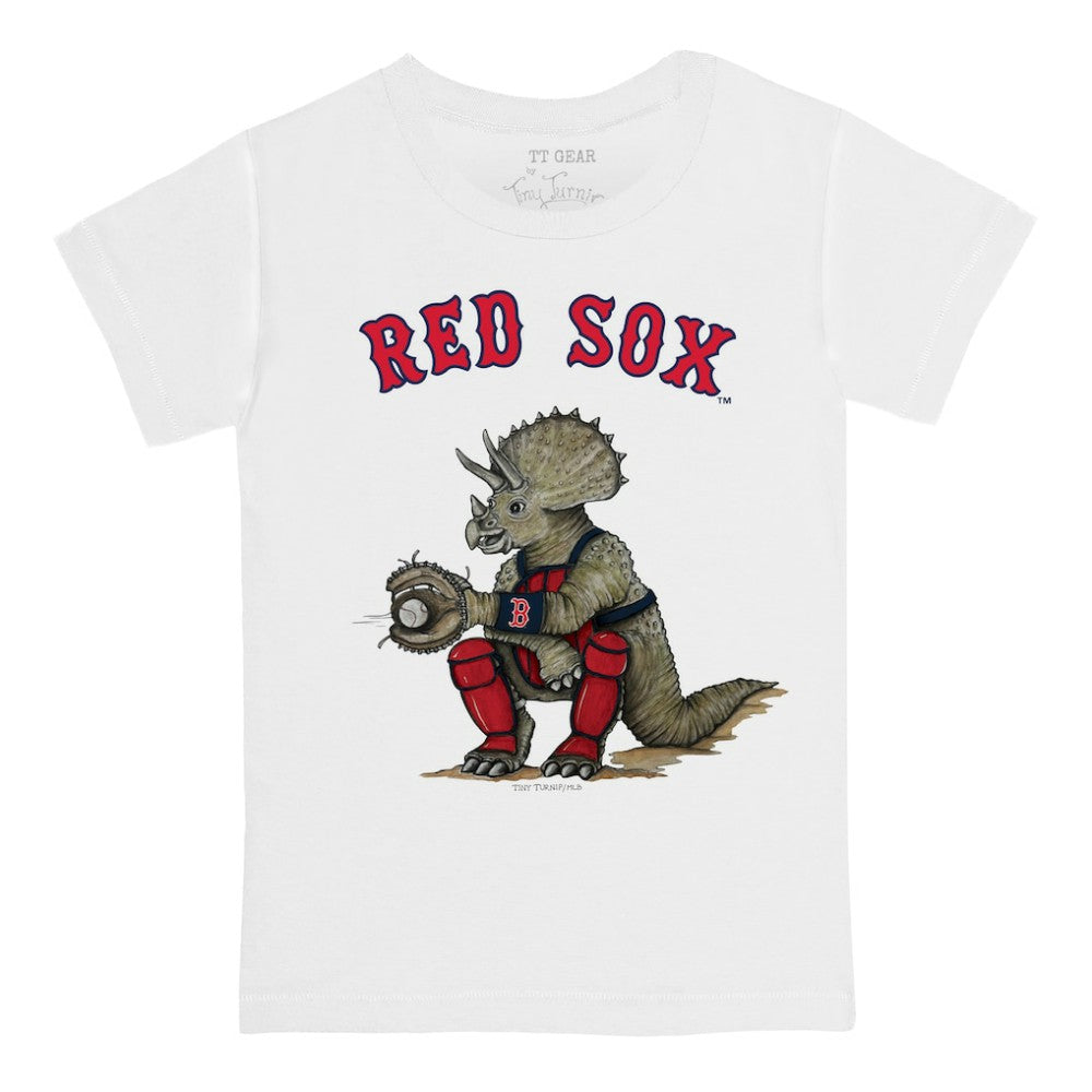 Boston Red Sox Tiny Turnip Youth Triceratops T-Shirt - White