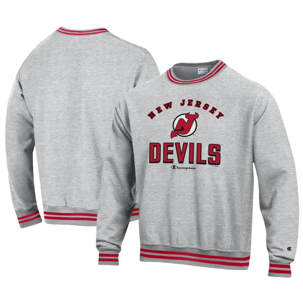 New Jersey Devils Champion Reverse Weave Yarn Dye Pullover Sweatshirt Heather Gray