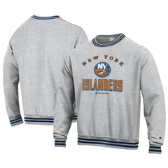 New York Islanders Champion Reverse Weave Yarn Dye Pullover Sweatshirt Heather Gray