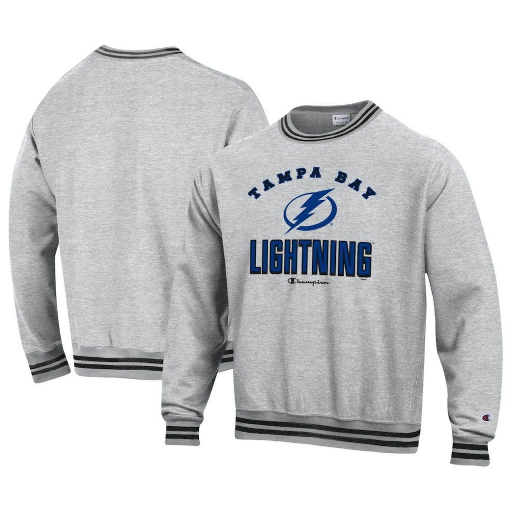 Tampa Bay Lightning Champion Reverse Weave Yarn Dye Pullover Sweatshirt Heather Gray