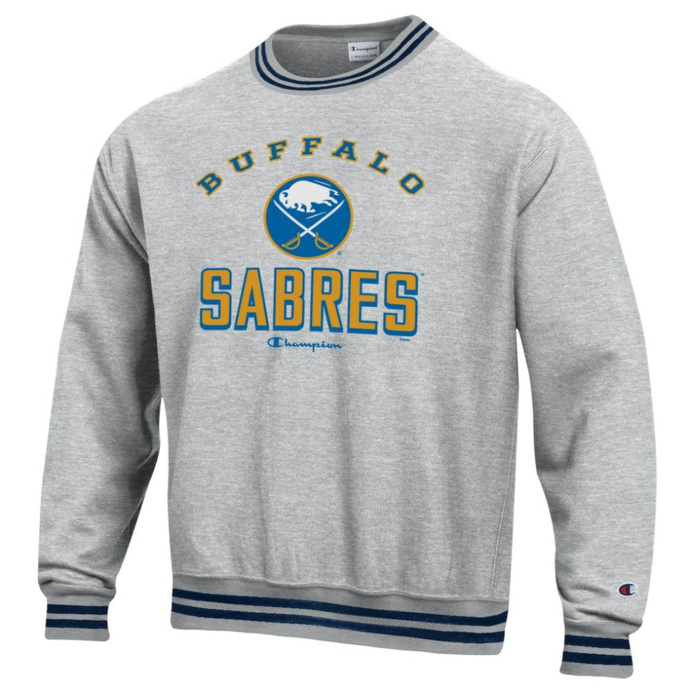Buffalo Sabres Champion Reverse Weave Yarn Dye Pullover Sweatshirt Heather Gray