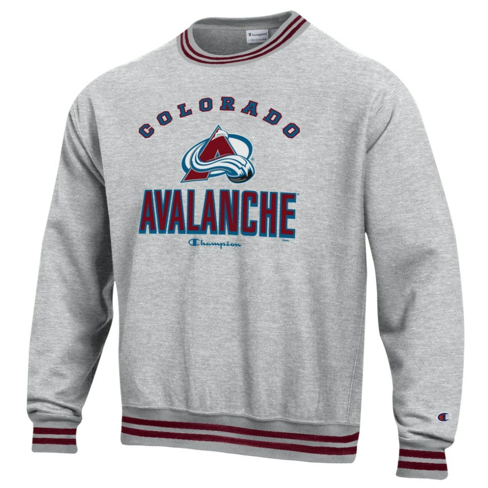Colorado Avalanche Champion Reverse Weave Yarn Dye Pullover Sweatshirt Heather Gray