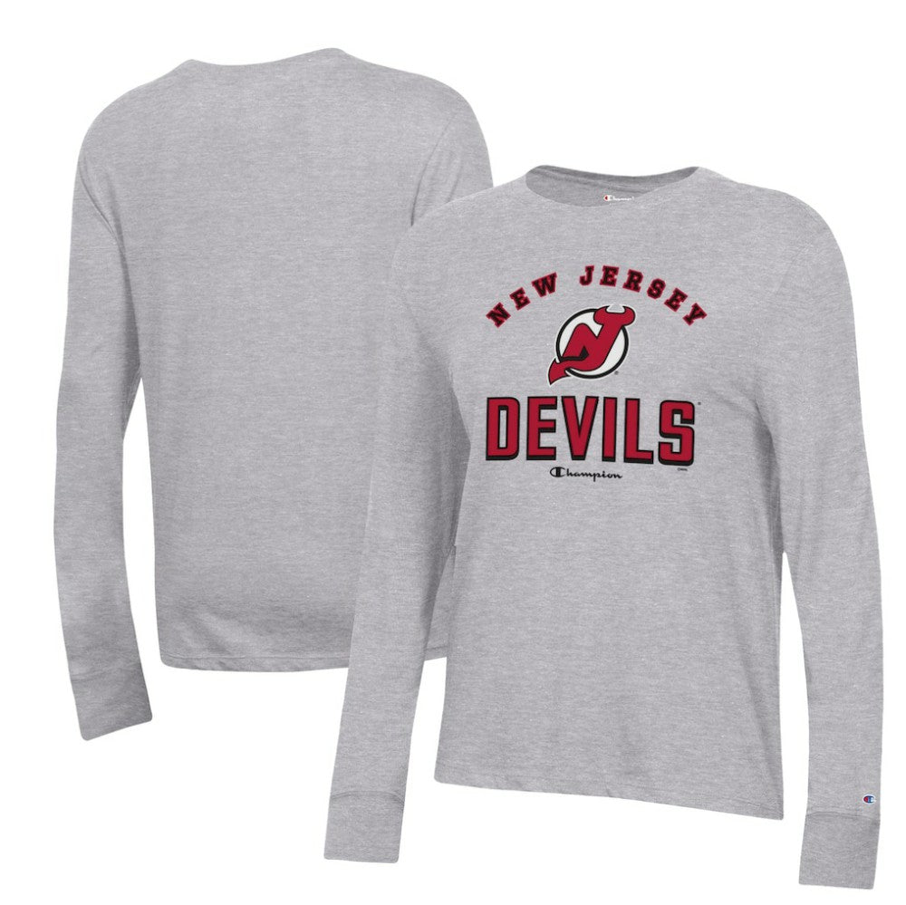 New Jersey Devils Champion Women's Core Long Sleeve T-Shirt Heather Gray