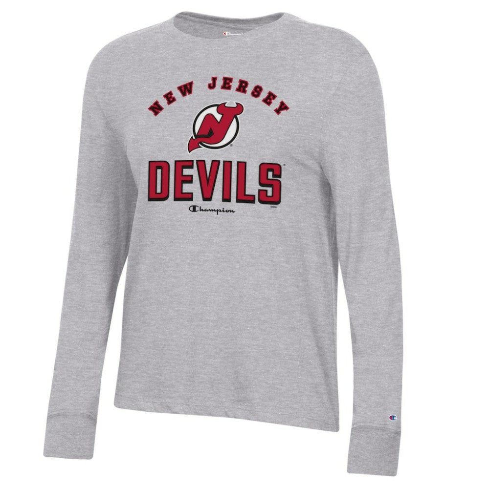 New Jersey Devils Champion Women's Core Long Sleeve T-Shirt Heather Gray