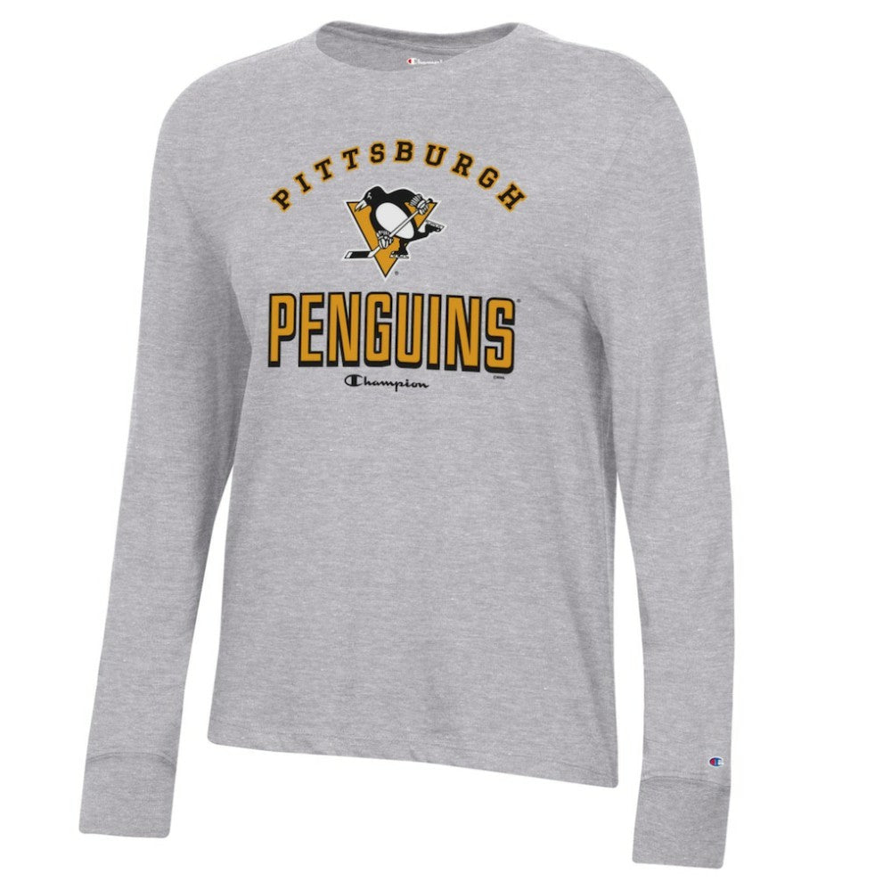 Pittsburgh Penguins Champion Women's Core Long Sleeve T-Shirt Heather Gray