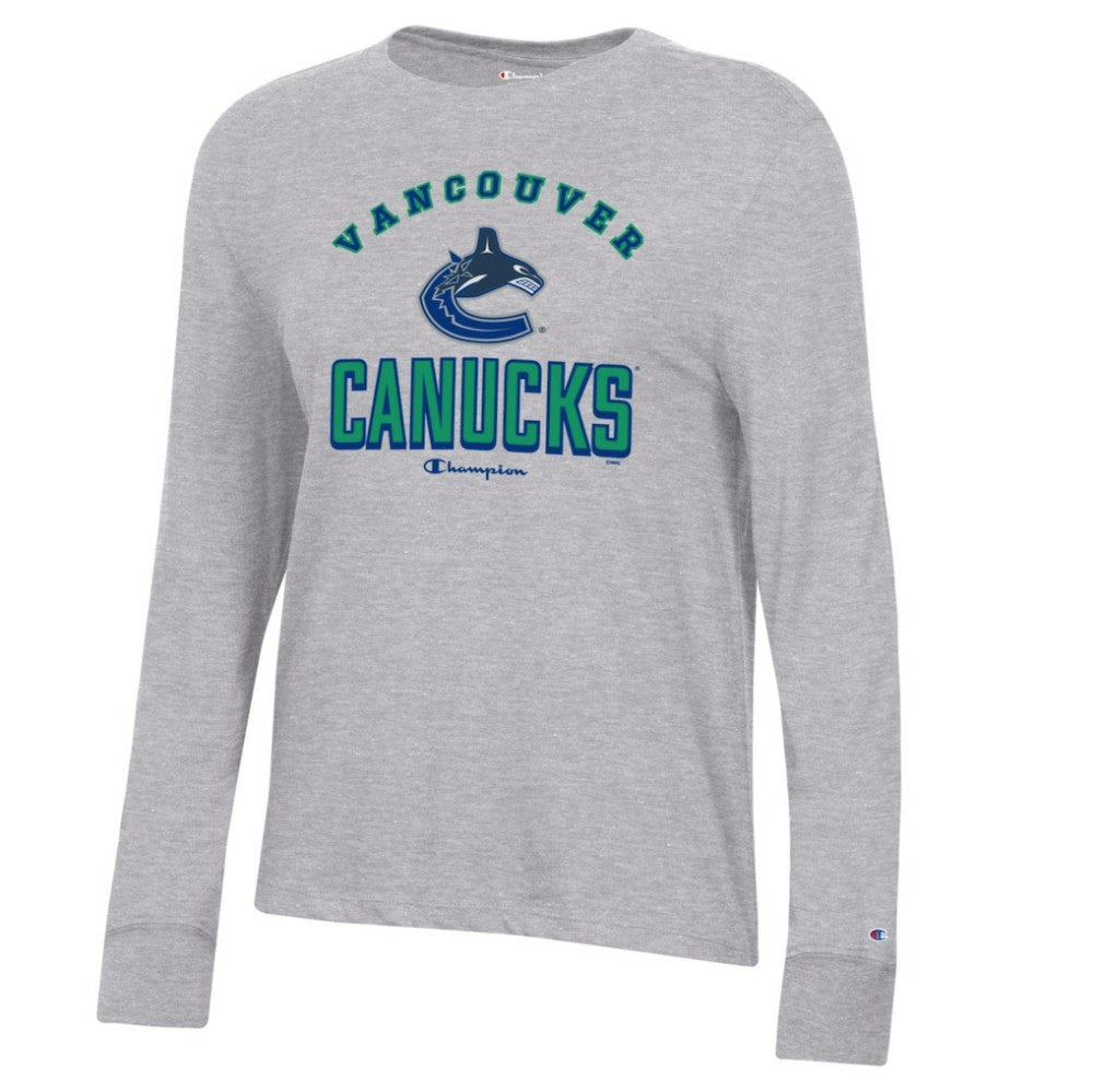 Vancouver Canucks Champion Women's Core Long Sleeve T-Shirt Heather Gray