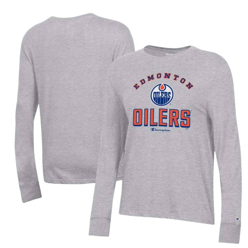 Edmonton Oilers Champion Women's Core Long Sleeve T-Shirt Heather Gray