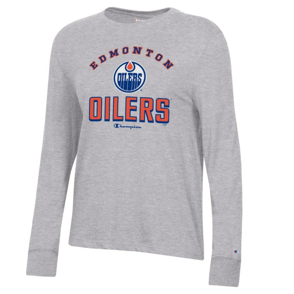 Edmonton Oilers Champion Women's Core Long Sleeve T-Shirt Heather Gray