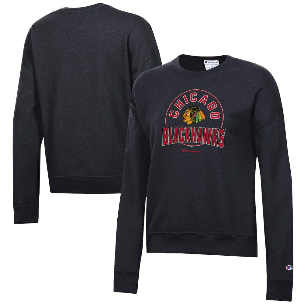 Chicago Blackhawks Champion Women's Powerblend Pullover Sweatshirt Black