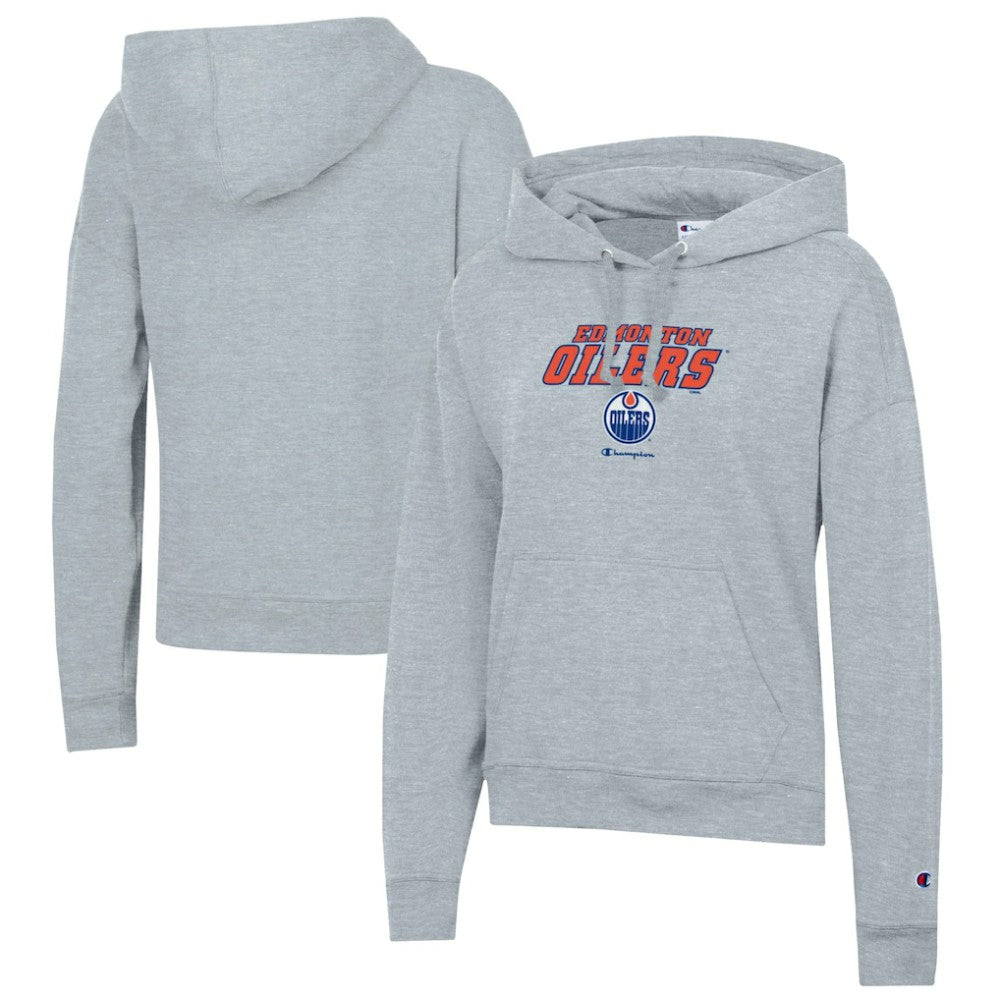 Edmonton Oilers Champion Women's Powerblend Fleece Pullover Hoodie Gray