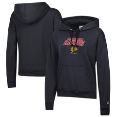 Chicago Blackhawks Champion Women's Powerblend Fleece Pullover Hoodie Black