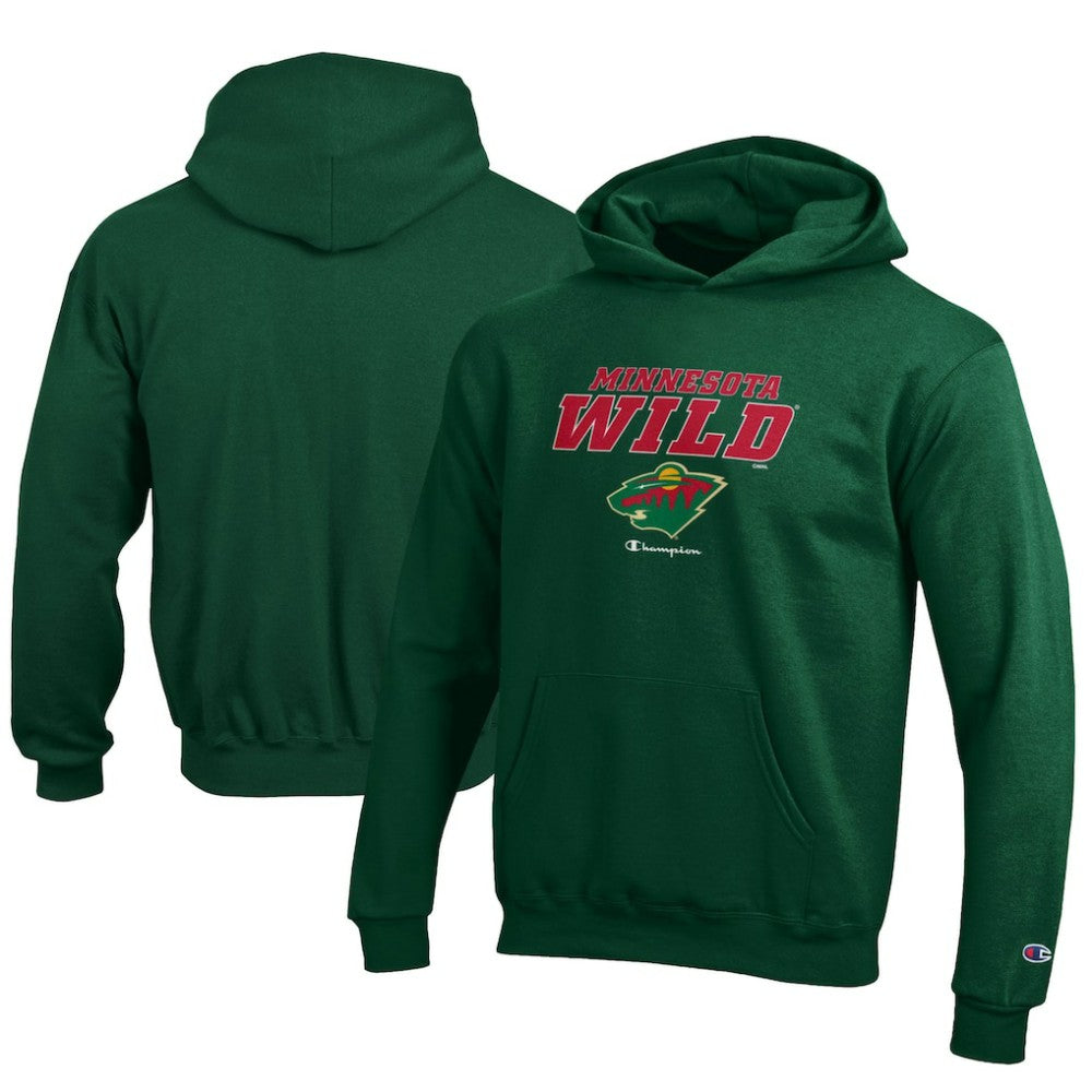 Minnesota Wild Champion Youth Eco Powerblend Pullover Hoodie Hunter Green