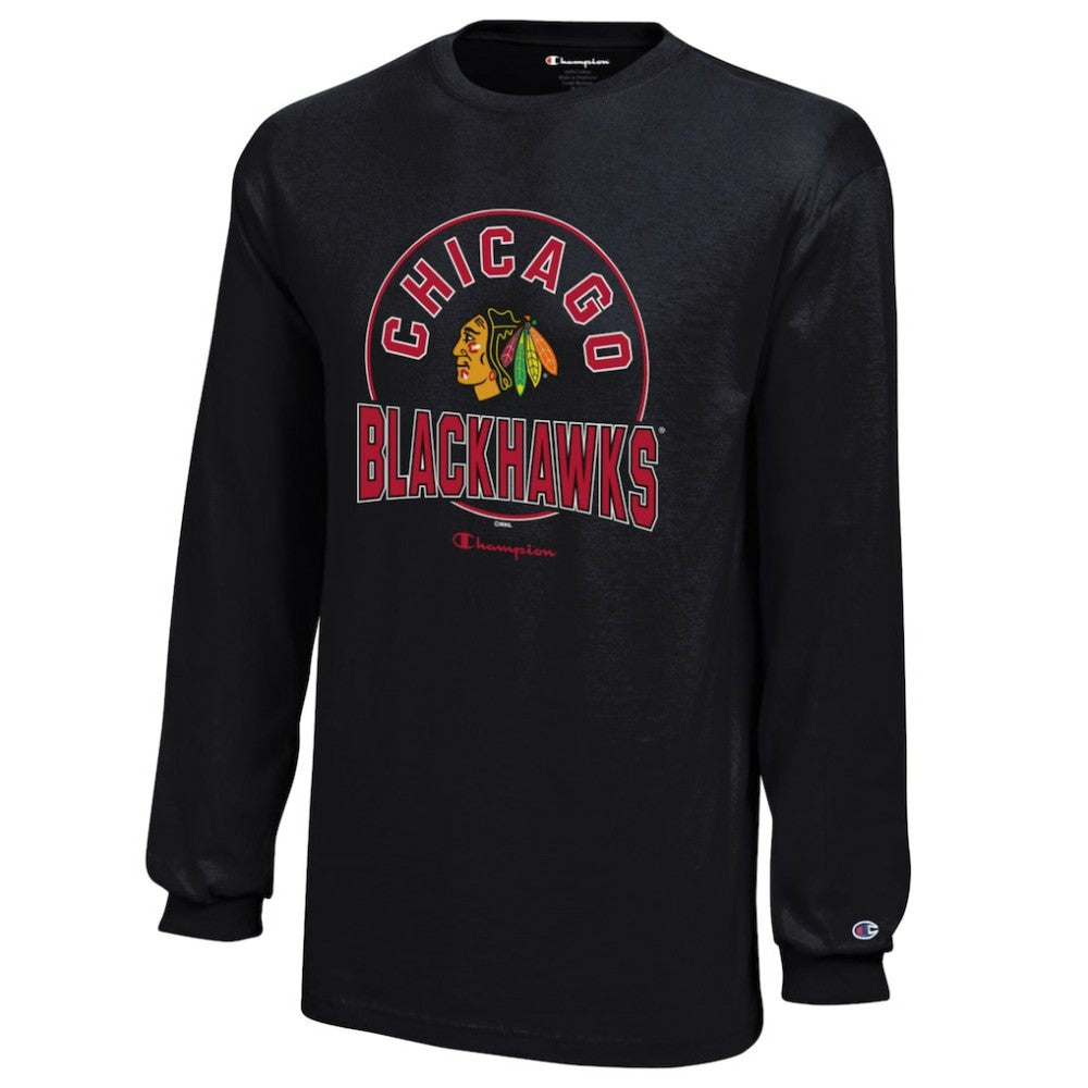 Chicago Blackhawks Champion Youth Long-Sleeve Jersey T-Shirt Black